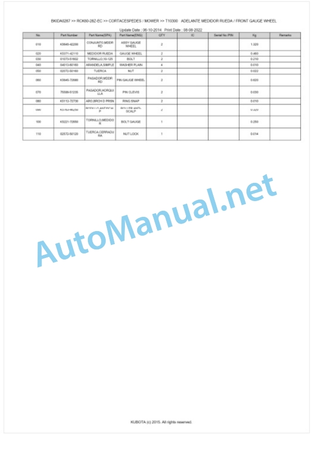 Kubota RCK60-28Z-EC Parts Manual PDF BKIDA0287 5 Kubota RCK60-28Z-EC Parts Manual PDF BKIDA0287-5