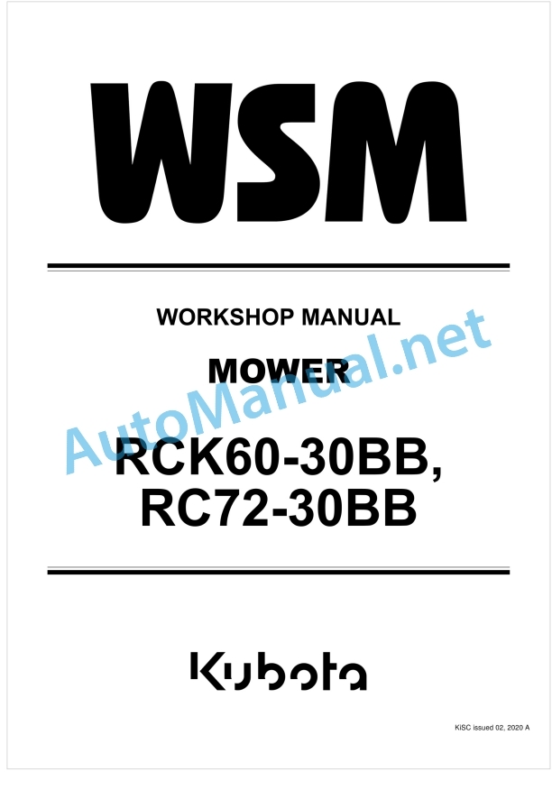Kubota RCK60-30BB, RC72-30BB Mower Workshop Manual PDF 1 Kubota RCK60-30BB, RC72-30BB Mower Workshop Manual PDF