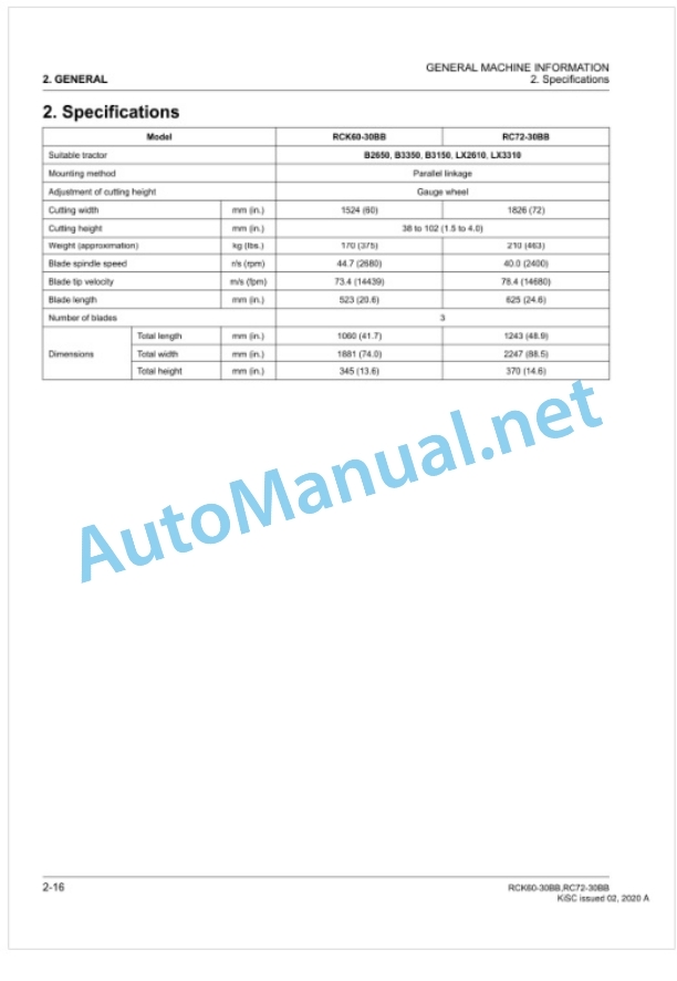 Kubota RCK60-30BB, RC72-30BB Mower Workshop Manual PDF 3 Kubota RCK60-30BB, RC72-30BB Mower Workshop Manual PDF-3
