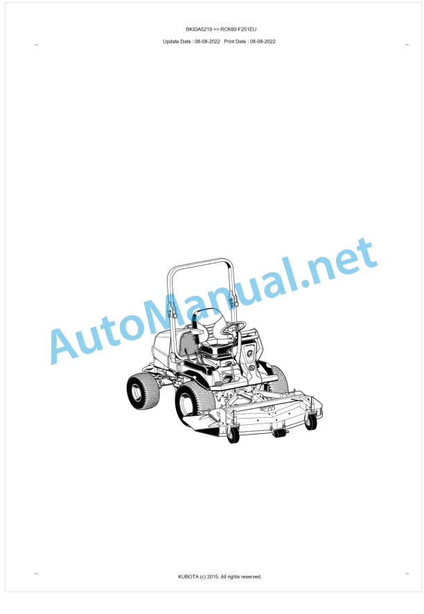 Kubota RCK60-F251EU Parts Manual PDF BKIDA5219 1 Kubota RCK60-F251EU Parts Manual PDF BKIDA5219