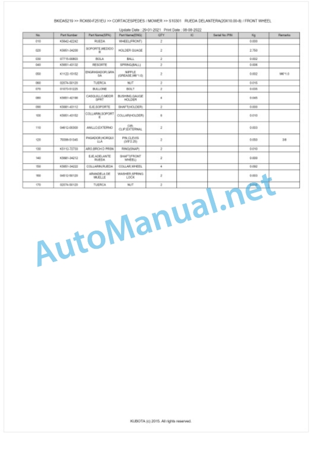 Kubota RCK60-F251EU Parts Manual PDF BKIDA5219 4 Kubota RCK60-F251EU Parts Manual PDF BKIDA5219-4