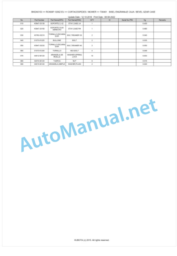 Kubota RCK60P-1200Z-EU Parts Manual PDF BKIDA5153 2 Kubota RCK60P-1200Z-EU Parts Manual PDF BKIDA5153-2
