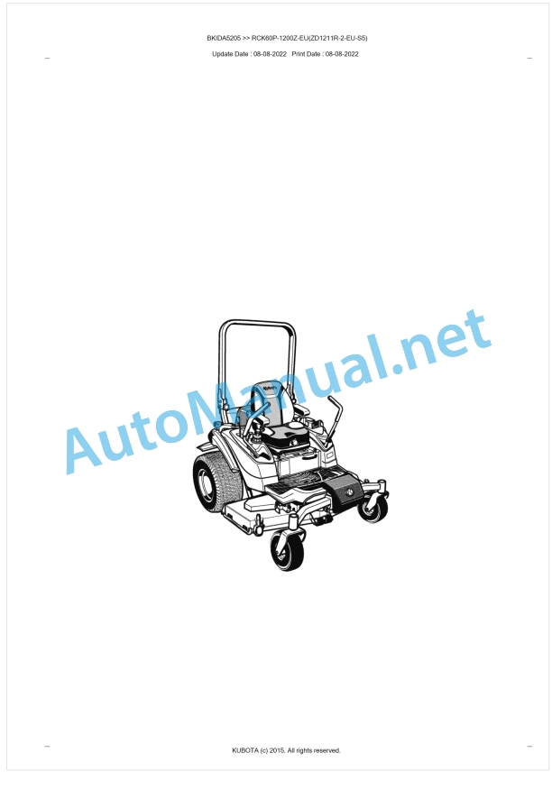 Kubota RCK60P-1200Z-EU(ZD1211R-2-EU-S5) Parts Manual PDF BKIDA5205 1 Kubota RCK60P-1200Z-EU(ZD1211R-2-EU-S5) Parts Manual PDF BKIDA5205