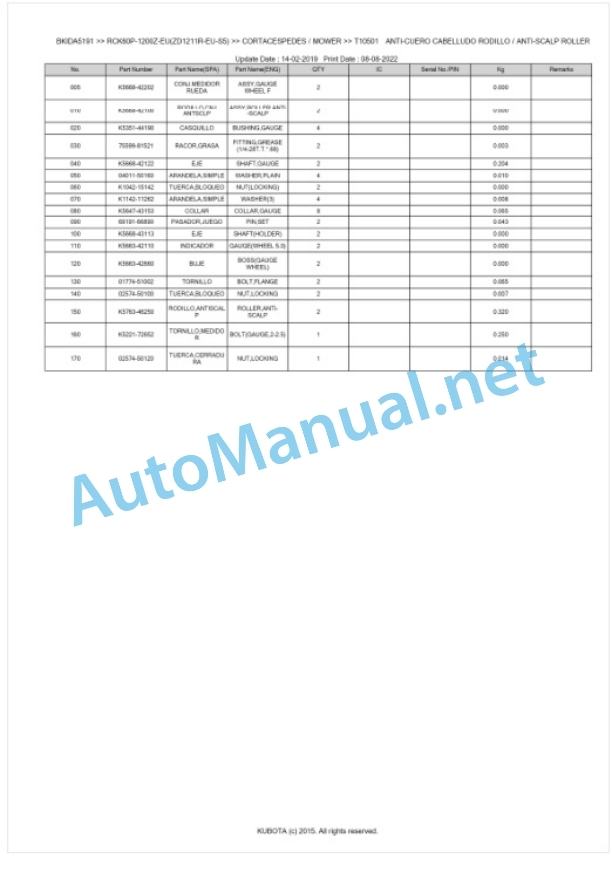 Kubota RCK60P-1200Z-EU(ZD1211R-EU-S5) Parts Manual PDF BKIDA5191 5 Kubota RCK60P-1200Z-EU(ZD1211R-EU-S5) Parts Manual PDF BKIDA5191-5