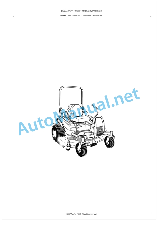 Kubota RCK60P-326Z-EU-2(ZD326-EU-2) Parts Manual PDF BKIDA5075 1 Kubota RCK60P-326Z-EU-2(ZD326-EU-2) Parts Manual PDF BKIDA5075