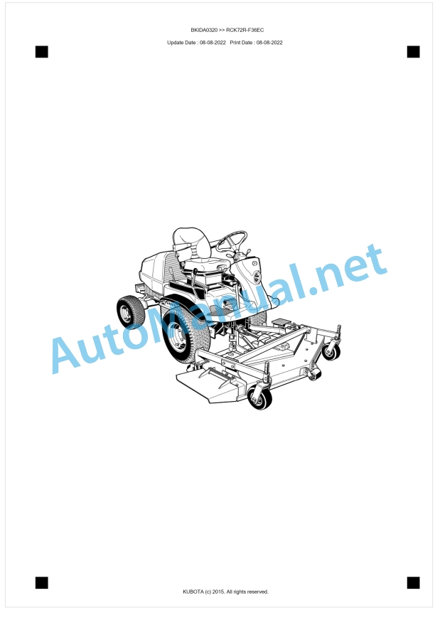 Kubota RCK72R-F36EC Parts Manual PDF BKIDA0320 1 Kubota RCK72R-F36EC Parts Manual PDF BKIDA0320