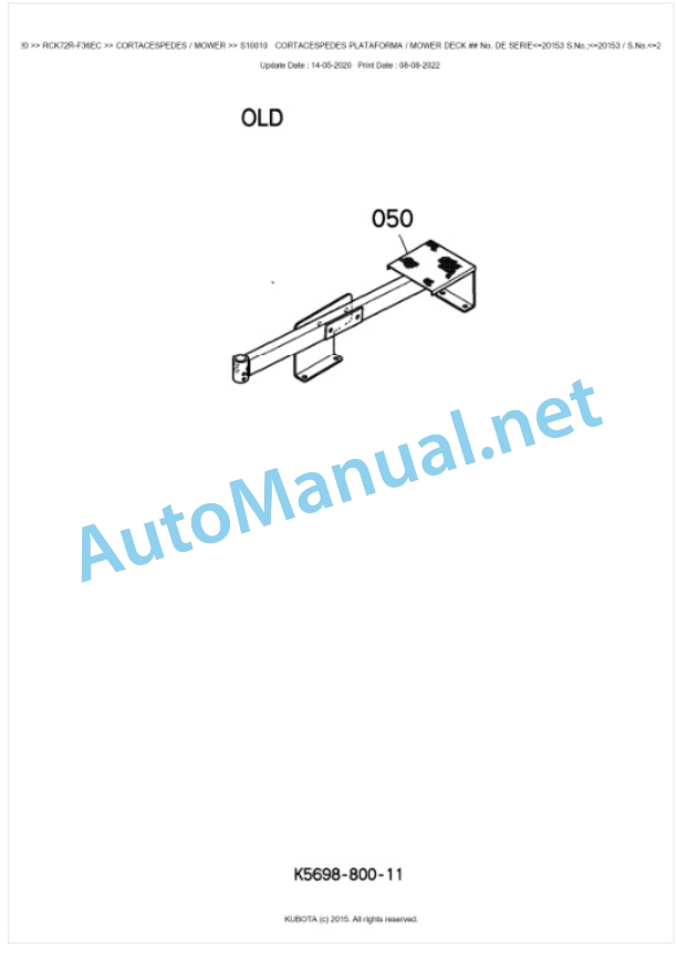 Kubota RCK72R-F36EC Parts Manual PDF BKIDA0320 3 Kubota RCK72R-F36EC Parts Manual PDF BKIDA0320-3