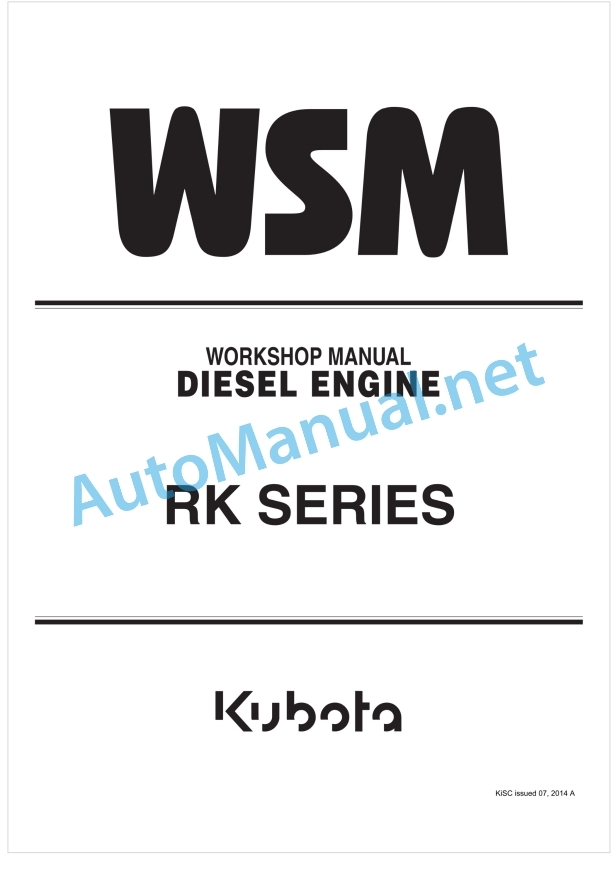 Kubota RK Series Diesel Engine Workshop Manual PDF