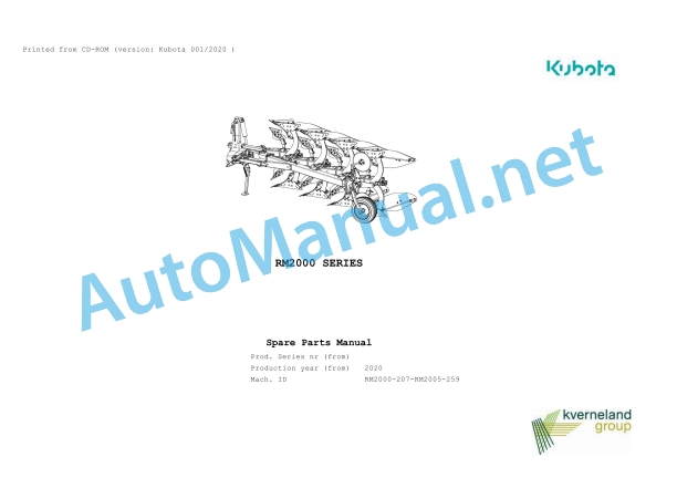 Kubota RM2000 Series Parts Manual PDF 1 Kubota RM2000 Series Parts Manual PDF