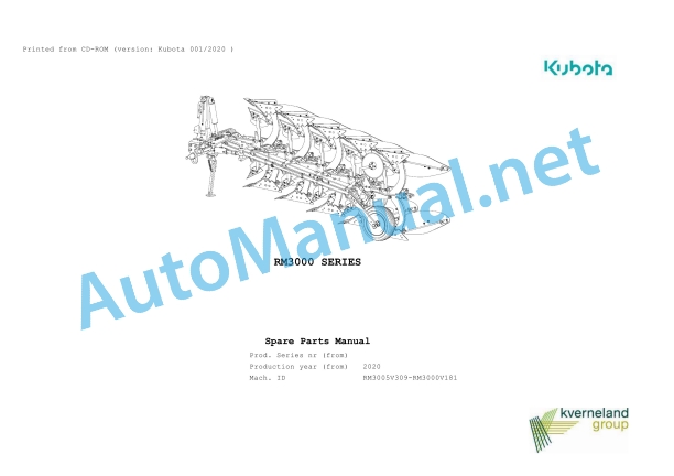 Kubota RM3000 Series Parts Manual PDF 1 Kubota RM3000 Series Parts Manual PDF