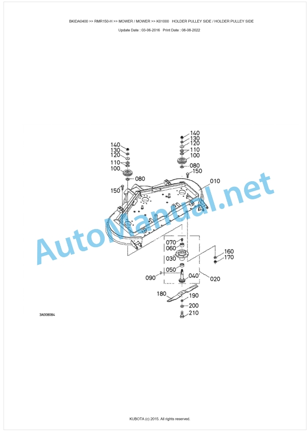 Kubota RMR150-H Parts Manual PDF BKIDA0400 1 Kubota RMR150-H Parts Manual PDF BKIDA0400