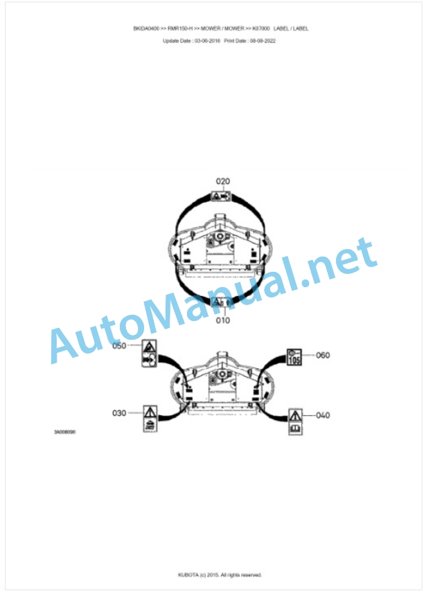 Kubota RMR150-H Parts Manual PDF BKIDA0400 5 Kubota RMR150-H Parts Manual PDF BKIDA0400-5