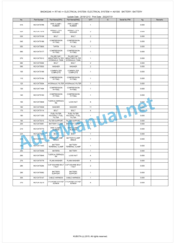 Kubota RT140 Parts Manual PDF BKIDK5246 4 Kubota RT140 Parts Manual PDF BKIDK5246-4