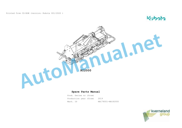 Kubota RT2000 Parts Manual PDF 1 Kubota RT2000 Parts Manual PDF