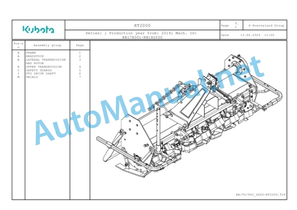 Kubota RT2000 Parts Manual PDF 2 Kubota RT2000 Parts Manual PDF-2
