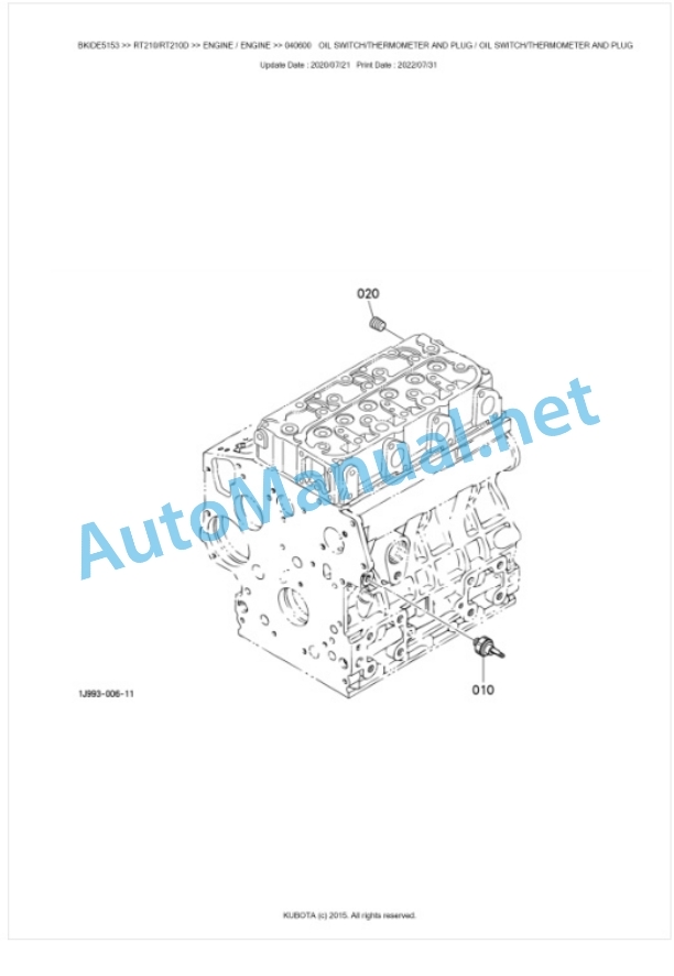 Kubota RT210, RT210D Parts Manual PDF BKIDE5153 2 Kubota RT210, RT210D Parts Manual PDF BKIDE5153-2
