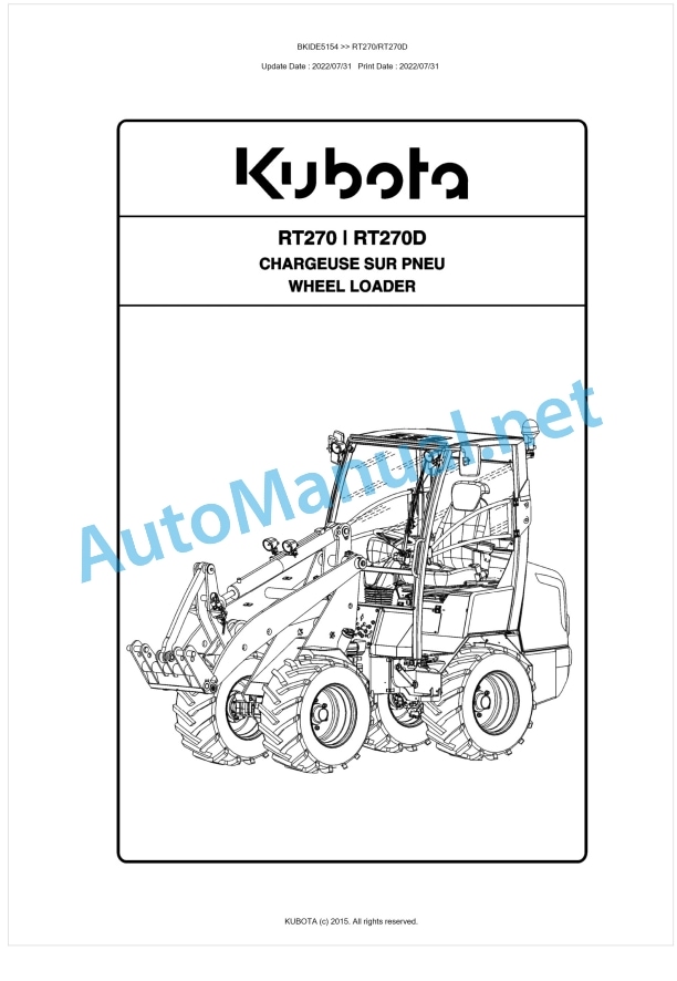 Kubota RT270, RT270D Parts Manual PDF BKIDE5154 1 Kubota RT270, RT270D Parts Manual PDF BKIDE5154
