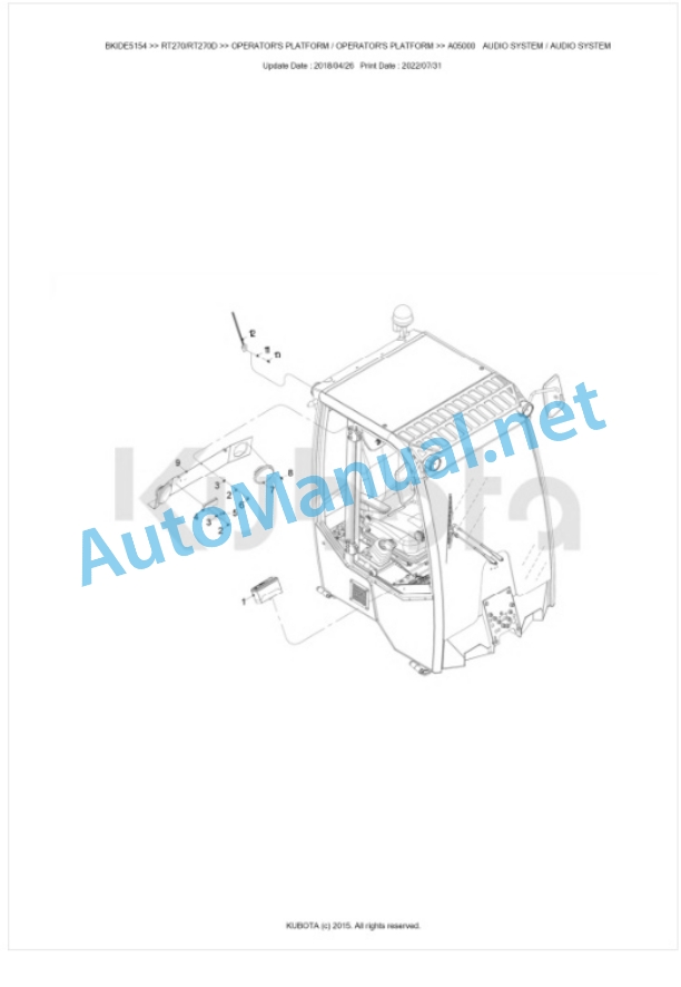 Kubota RT270, RT270D Parts Manual PDF BKIDE5154 5 Kubota RT270, RT270D Parts Manual PDF BKIDE5154-5