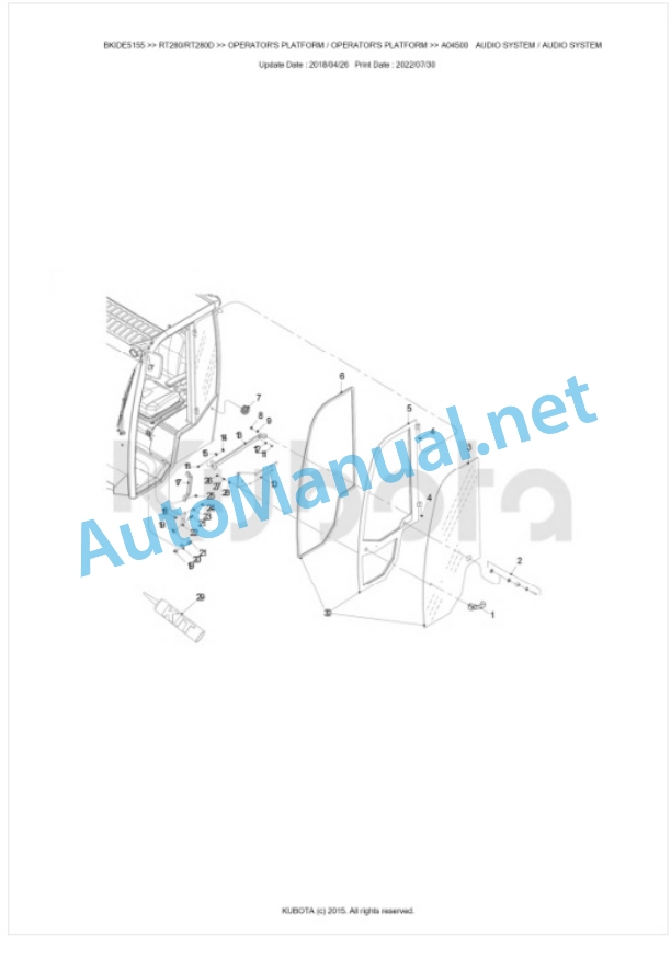 Kubota RT280, RT280D Parts Manual PDF BKIDE5155 5 Kubota RT280, RT280D Parts Manual PDF BKIDE5155-5