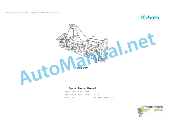 Kubota RT3000 Parts Manual PDF 1 Kubota RT3000 Parts Manual PDF