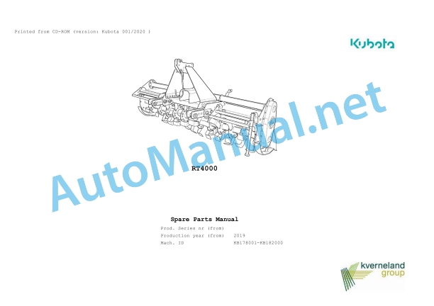 Kubota RT4000 Parts Manual PDF 1 Kubota RT4000 Parts Manual PDF