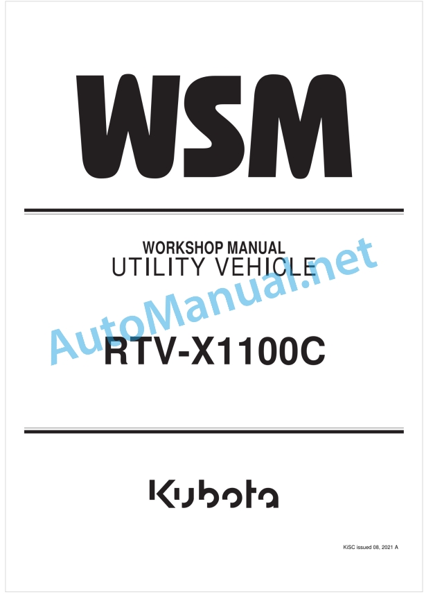 Kubota RTV-X1100C Utility Vehicle Workshop Manual PDF 1 Kubota RTV-X1100C Utility Vehicle Workshop Manual PDF