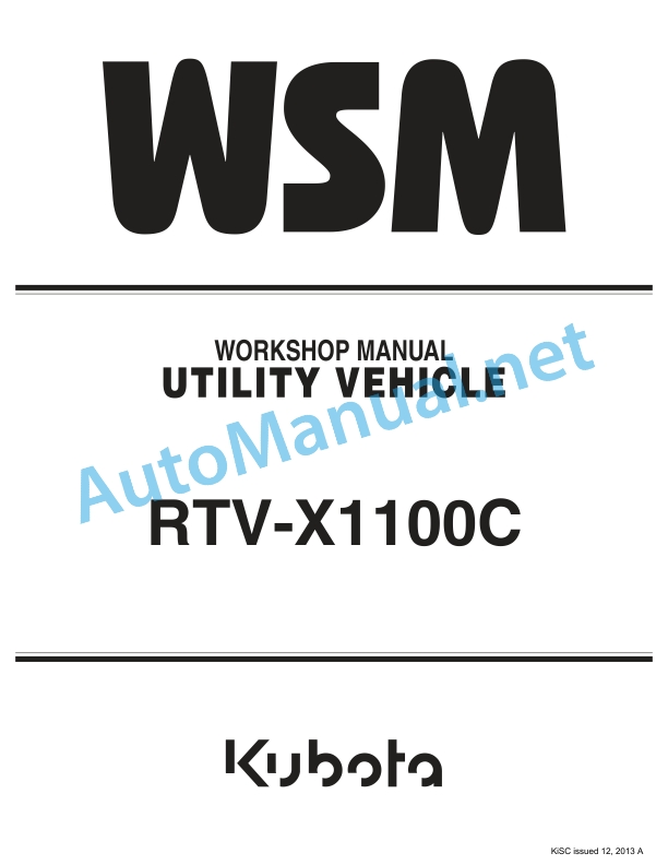 Kubota RTV-X1100C Utility Vehicle Workshop Manual PDF EN