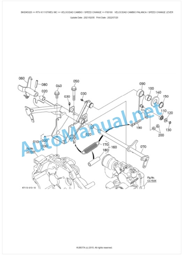 Kubota RTV-X1110TWEU, RTV-X1110TREU Parts Manual PDF BKIDK5325 3 Kubota RTV-X1110TWEU, RTV-X1110TREU Parts Manual PDF BKIDK5325-3