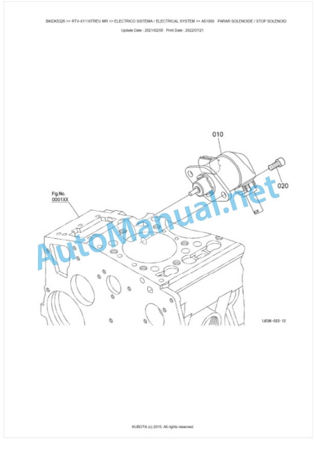Kubota RTV-X1110TWEU, RTV-X1110TREU Parts Manual PDF BKIDK5326 2 Kubota RTV-X1110TWEU, RTV-X1110TREU Parts Manual PDF BKIDK5326-2