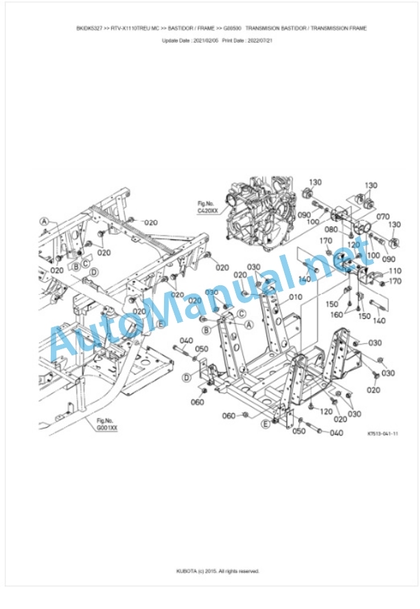 Kubota RTV-X1110TWEU, RTV-X1110TREU Parts Manual PDF BKIDK5327 4 Kubota RTV-X1110TWEU, RTV-X1110TREU Parts Manual PDF BKIDK5327-4