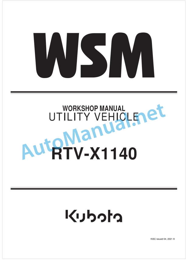 Kubota RTV-X1140 Utility Vehicle Workshop Manual PDF 1 Kubota RTV-X1140 Utility Vehicle Workshop Manual PDF