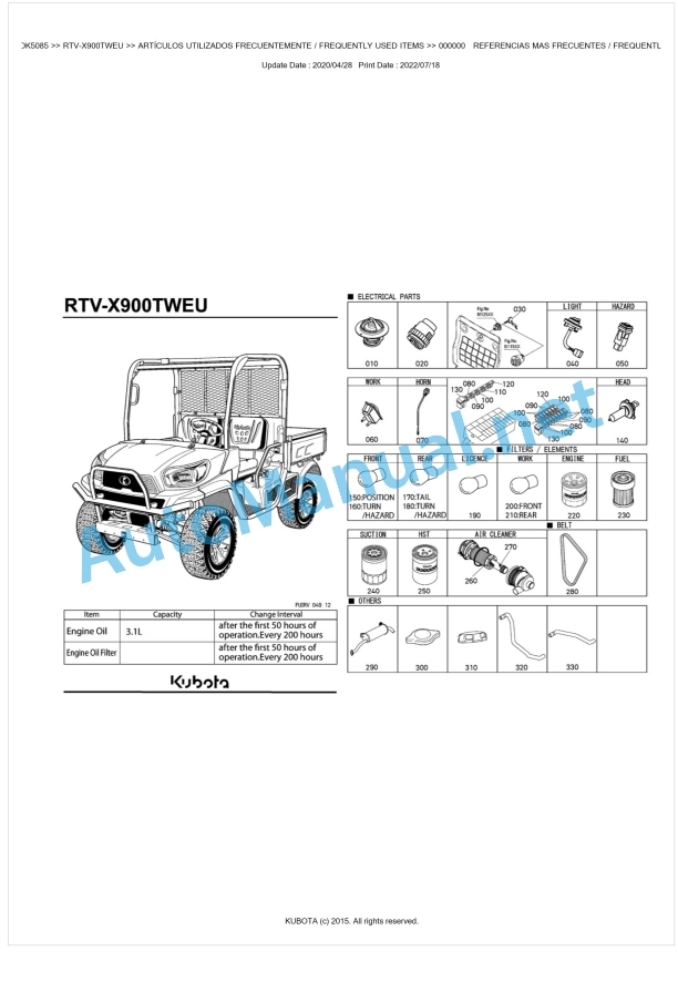 Kubota RTV-X900TWEU Parts Manual PDF BKIDK5085 1 Kubota RTV-X900TWEU Parts Manual PDF BKIDK5085
