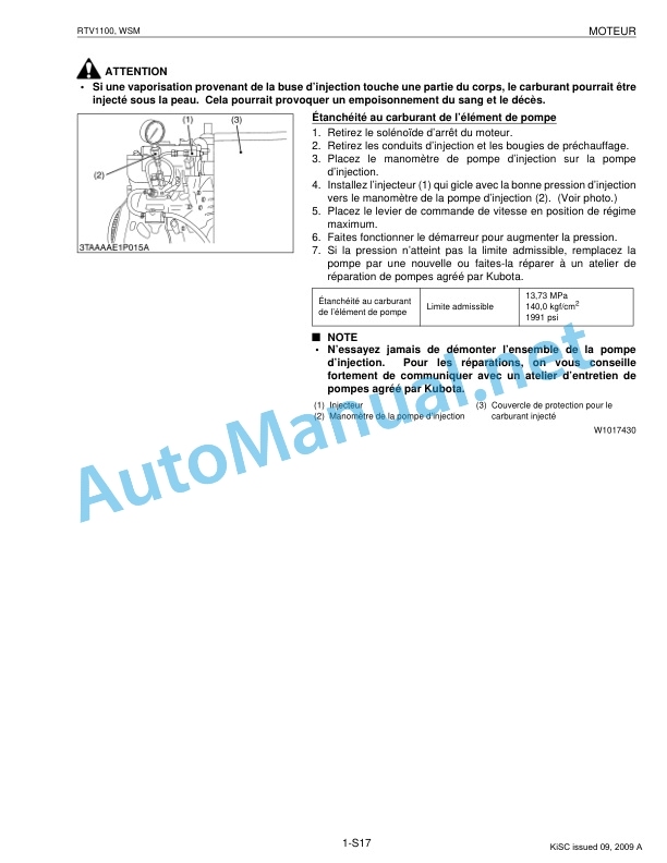Alternative view of Kubota RTV1100 Utility Vehicle Workshop Manual PDF FR