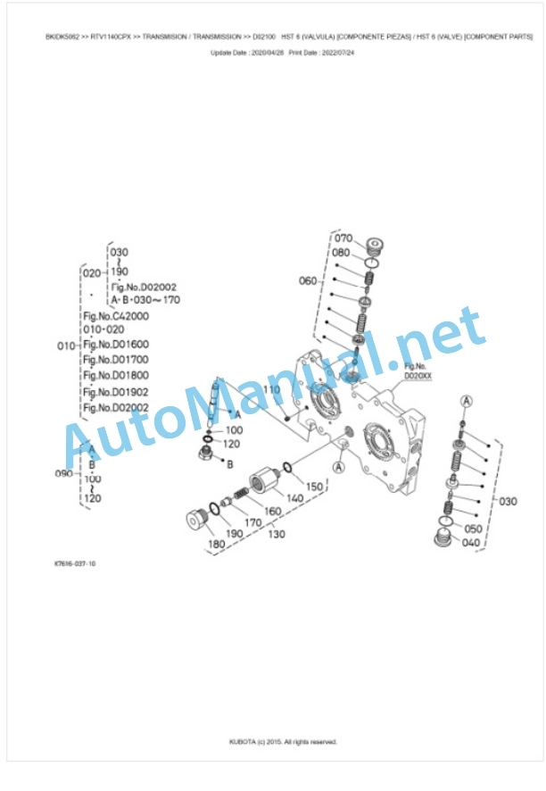 Kubota RTV1140CPX, RTV1140CPXR Parts Manual PDF BKIDK5062 3 Kubota RTV1140CPX, RTV1140CPXR Parts Manual PDF BKIDK5062-3