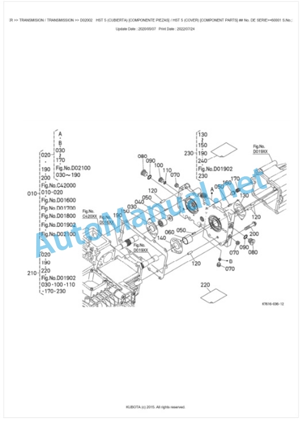 Kubota RTV1140CPX, RTV1140CPXR Parts Manual PDF BKIDK5063 3 Kubota RTV1140CPX, RTV1140CPXR Parts Manual PDF BKIDK5063-3
