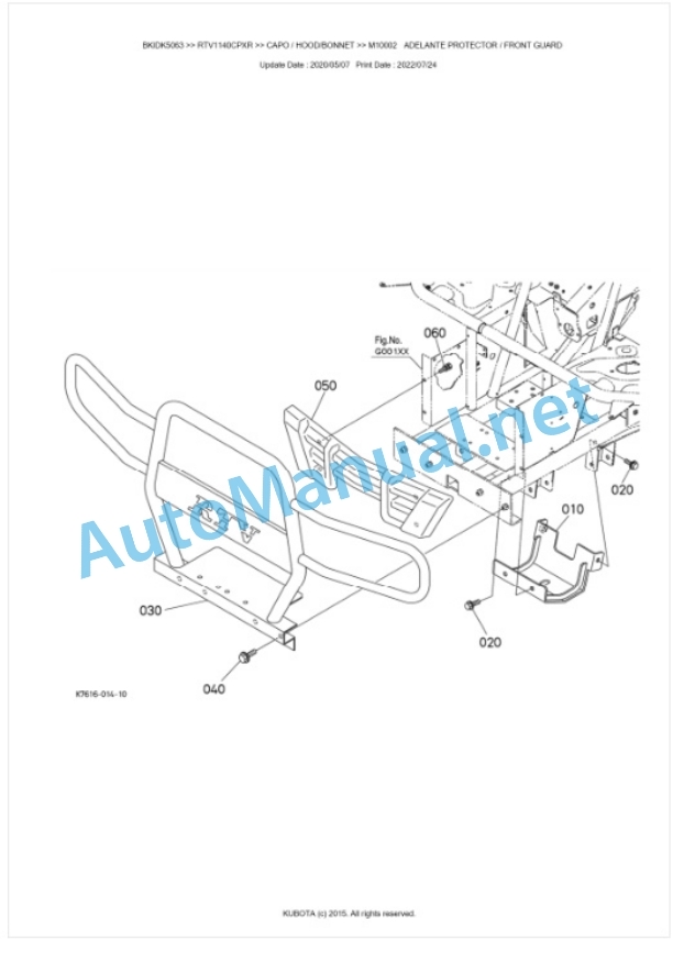 Kubota RTV1140CPX, RTV1140CPXR Parts Manual PDF BKIDK5063 5 Kubota RTV1140CPX, RTV1140CPXR Parts Manual PDF BKIDK5063-5