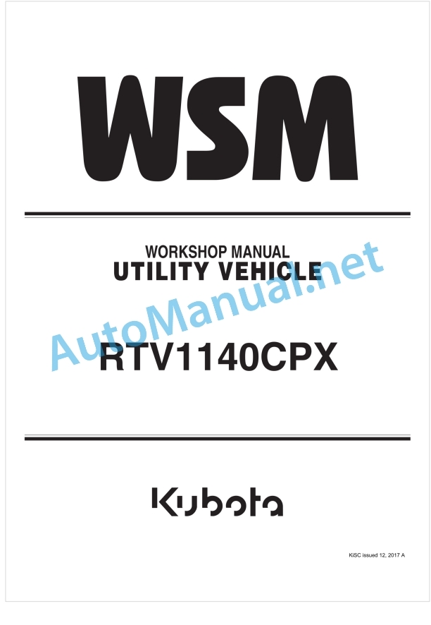 Kubota RTV1140CPX Utility Vehicle Workshop Manual PDF 1 Kubota RTV1140CPX Utility Vehicle Workshop Manual PDF