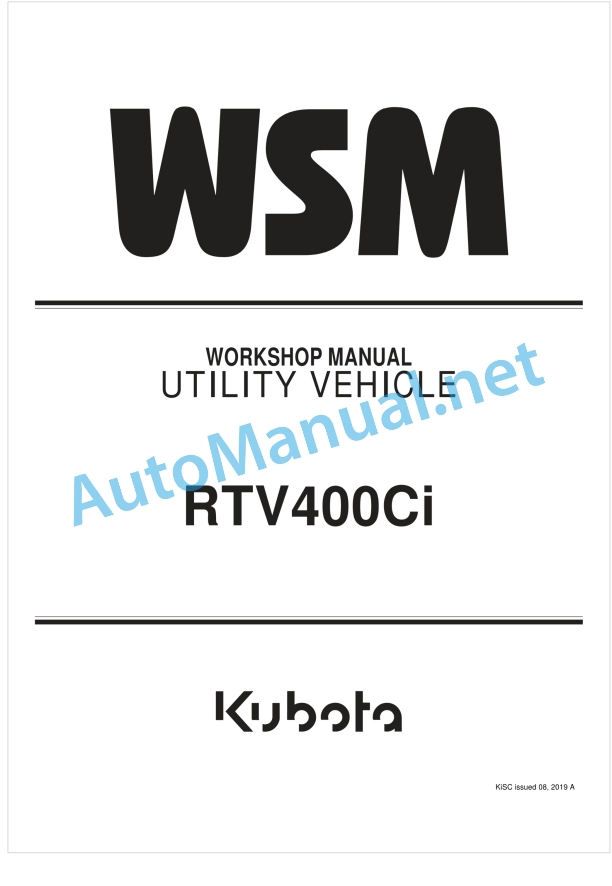 Kubota RTV400Ci Utility Vehicle Workshop Manual PDF 1 Kubota RTV400Ci Utility Vehicle Workshop Manual PDF
