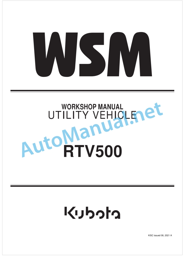 Kubota RTV500 Utility Vehicle Workshop Manual PDF 1 Kubota RTV500 Utility Vehicle Workshop Manual PDF
