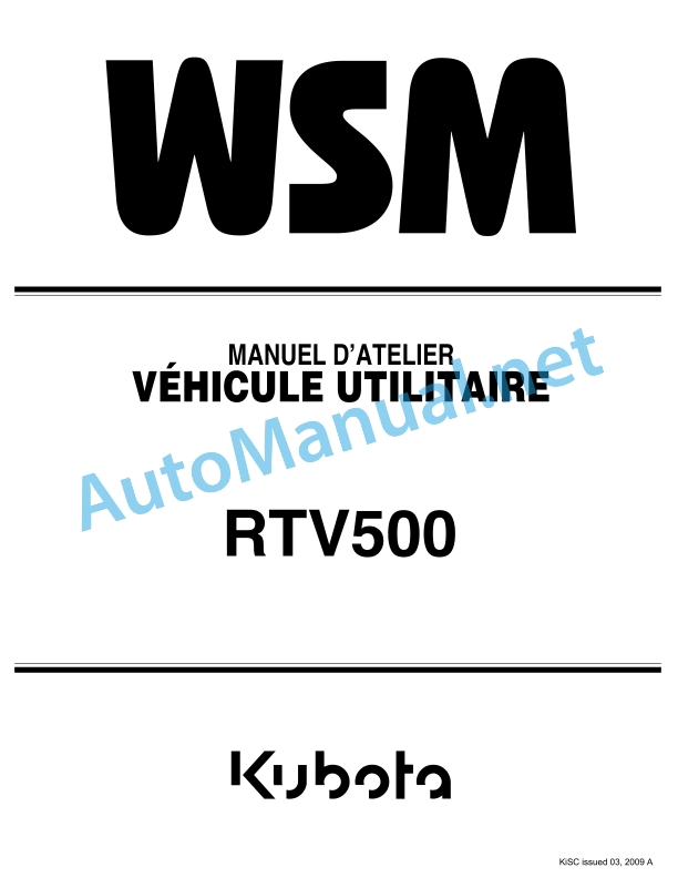 Kubota RTV500 Utility Vehicle Workshop Manual PDF FR
