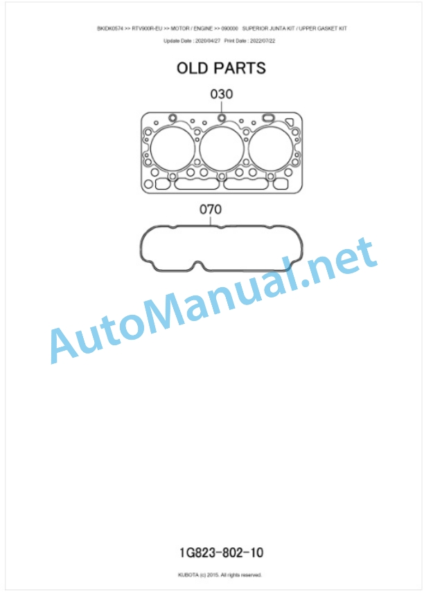 Kubota RTV900-EU Parts Manual PDF BKIDK0574 2 Kubota RTV900-EU Parts Manual PDF BKIDK0574-2