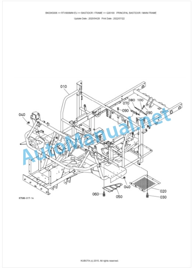Kubota RTV900MG-EU, RTV900MW-EU, RTV900MR-EU Parts Manual PDF BKIDK5006 4 Kubota RTV900MG-EU, RTV900MW-EU, RTV900MR-EU Parts Manual PDF BKIDK5006-4