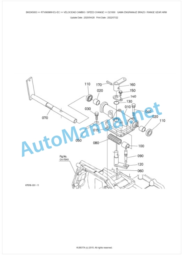 Kubota RTV900MW-EU-EC, RTV900MR-EU-EC Parts Manual PDF BKIDK5003 3 Kubota RTV900MW-EU-EC, RTV900MR-EU-EC Parts Manual PDF BKIDK5003-3