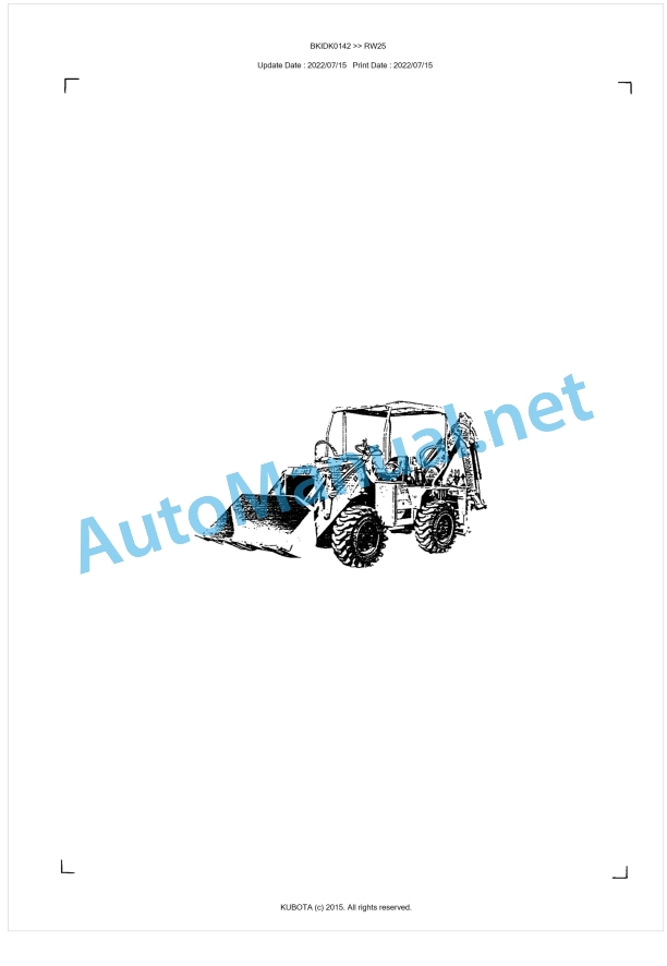 Kubota RW25 Parts Manual PDF BKIDK0142 1 Kubota RW25 Parts Manual PDF BKIDK0142