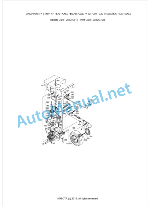Kubota S140H Parts Manual PDF BKIDA0045 4 Kubota S140H Parts Manual PDF BKIDA0045-4