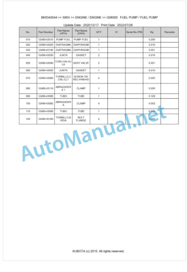 Kubota S90V Parts Manual PDF BKIDA0044 2 Kubota S90V Parts Manual PDF BKIDA0044-2