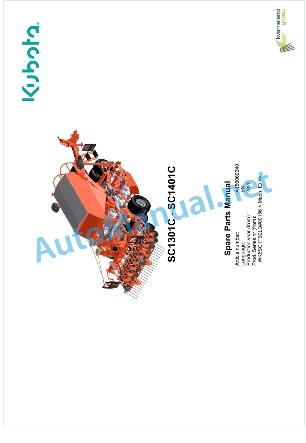 Kubota SC1301C, SC1401C Parts Manual PDF 1 Kubota SC1301C, SC1401C Parts Manual PDF