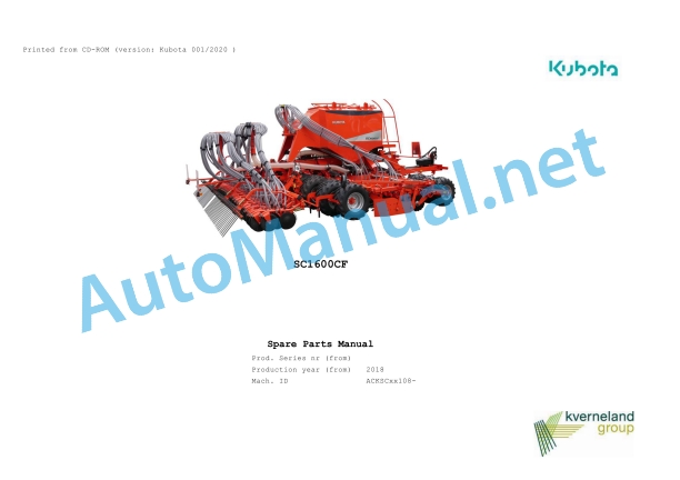 Kubota SC1600CF Parts Manual PDF 1 Kubota SC1600CF Parts Manual PDF