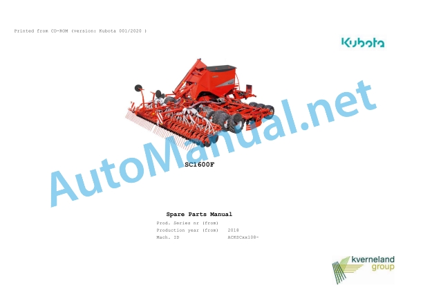 Kubota SC1600F Parts Manual PDF 1 Kubota SC1600F Parts Manual PDF