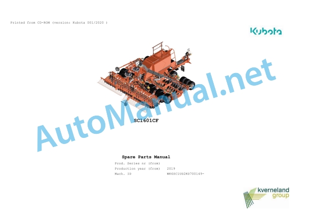 Kubota SC1601CF Parts Manual PDF 1 Kubota SC1601CF Parts Manual PDF